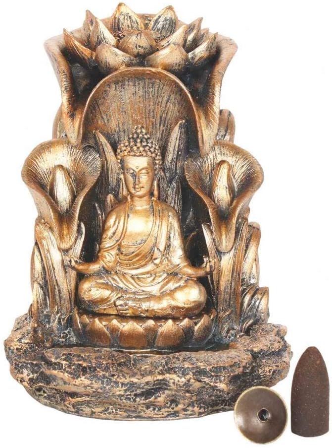 BackfIow Incense Burner | Bronze Buddha | H:14cm W:12cm D:13.5cm | Pack of 1