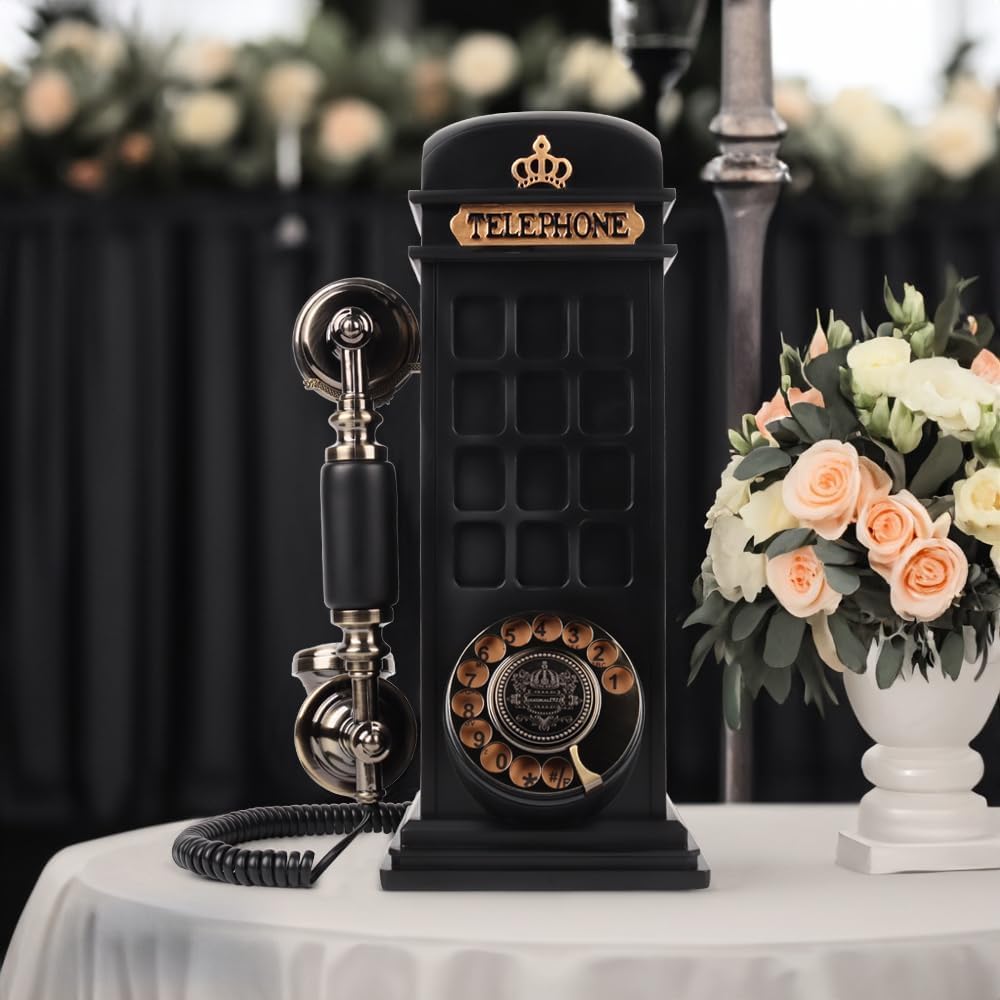 Libro degli ospiti audio per matrimonio con design vintage cabina telefonica, registra messaggi audio personalizzati libro degli ospiti per matrimoni, feste e riunioni, nero