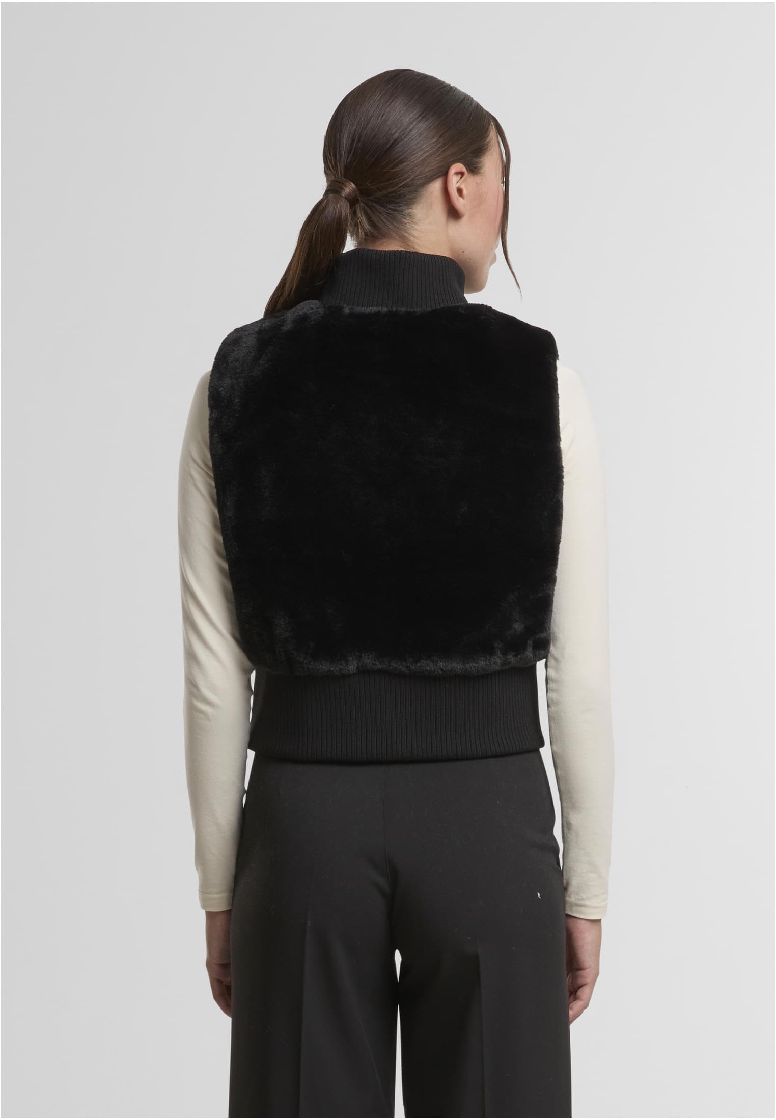 Urban Classics Ladies Cropped Faux Fur Vest Donna Gilet nero