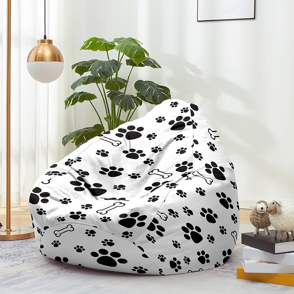 FANSU Copertura per Poltrona Sacco Puff Poltrona Senza Riempimento, 3D Foglie Pouf Poltrona con Zip Poltrona a Sacco per Adulti e Bambini Interni, Casa, Soggiorno (100x120cm,Verde