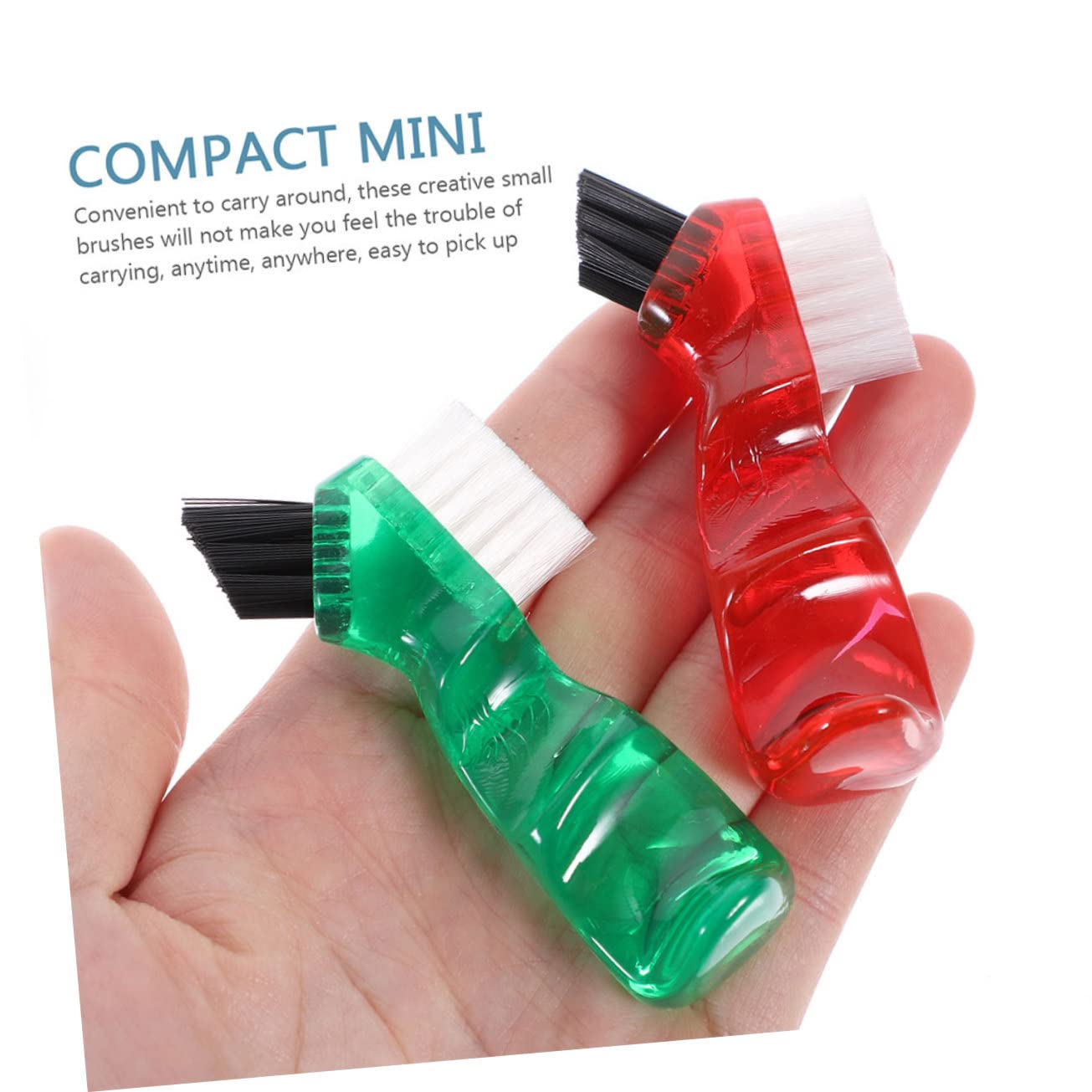 3 piezas Cepillos Mini Multiusos para Dentaduras con Doble Cabezal Ergonómico Colores Rojo Naranja Verde para Limpieza Práctica y Portátil el Hogar