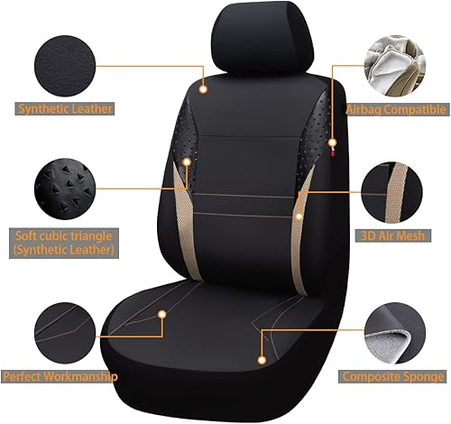 Miniatura 2 de Flying Banner Juego completo de fundas de asiento de automóvil, malla de cuero sintético, asiento trasero, dividido, a la moda, para mujer,