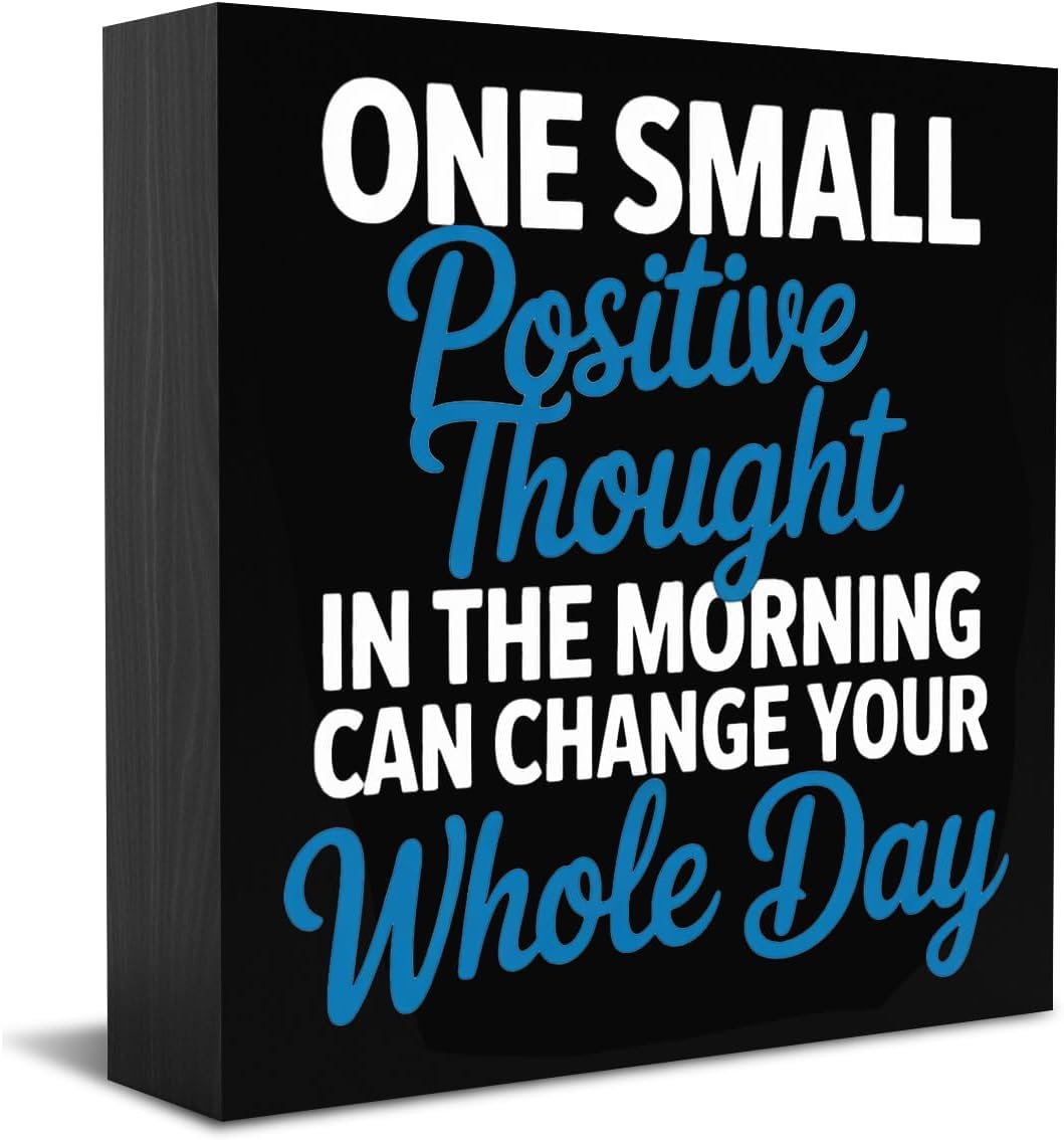 Motivational Box Sign 7x7 Inch Positive Thought Desk Decor