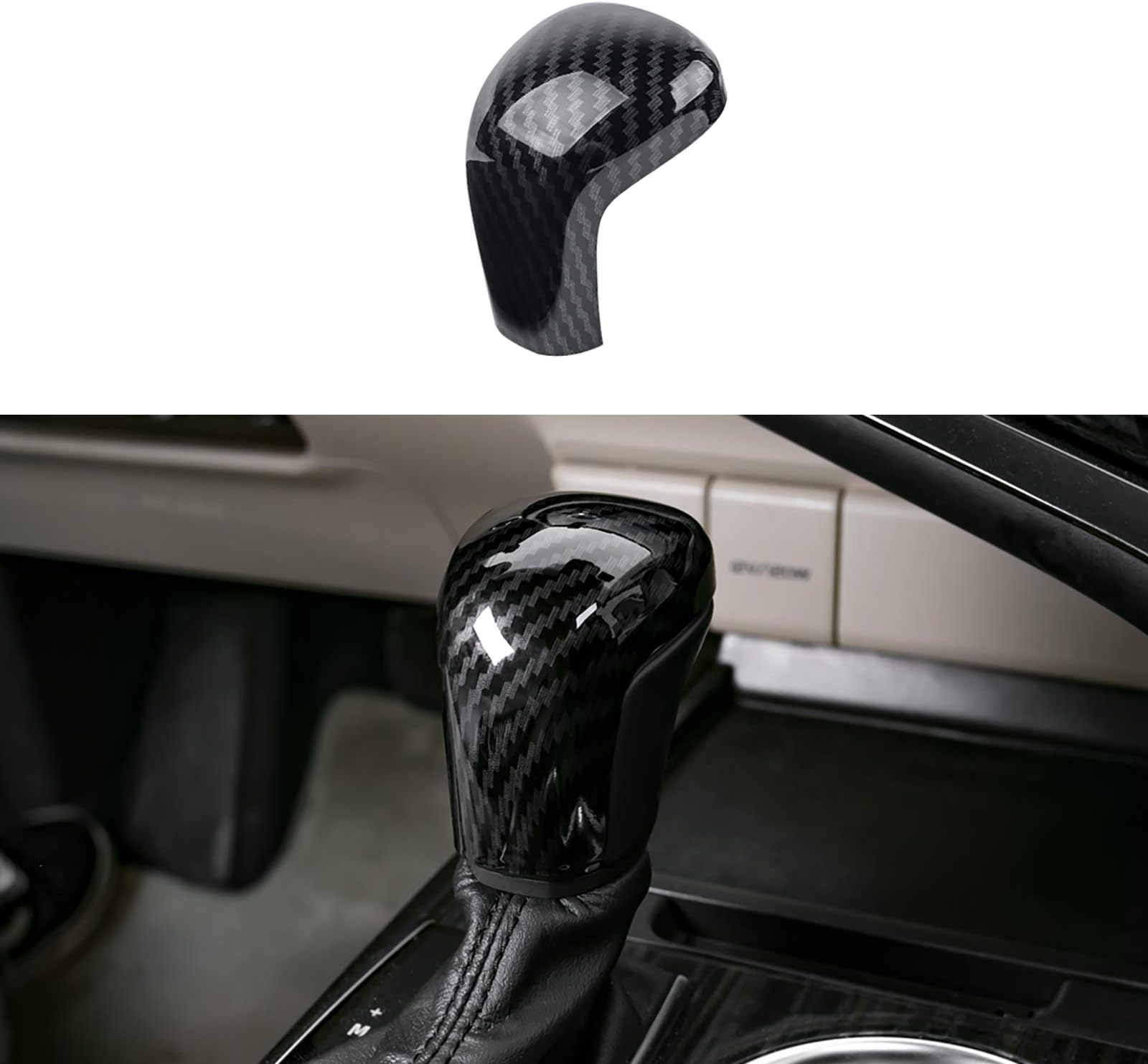 CKE Compatible with Toyota Camry 2026 2025 2024 2023 2022 2021 2020 2019 2018 for Corolla Cross Avalon Accessories Car Gear Shift Knob Cover Trim Protector Cap -Carbon Fiber Style