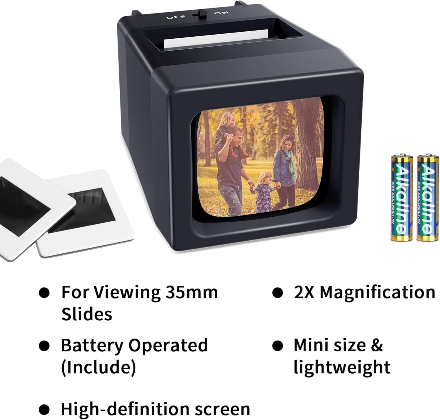35mm Slide Viewer & Projector, 2X Magnification and LED Lighted Illuminated Viewing Slide Projector for Old Slides (2AAA Batteries included) — view 5
