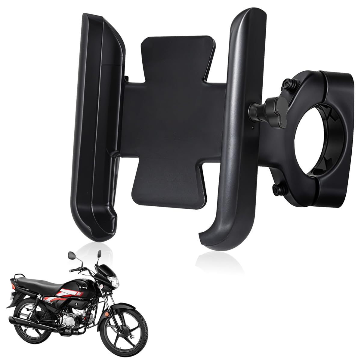 WHIPONE CNC Metal Bike Mobile Holder Compatible for Hero HF 100, 360° Rotation Phone Mount Cradle for Bicycle & Motorcycle, Handlebar for All Smartphones, Anti-Slip, Full Grip (Black)-image-33