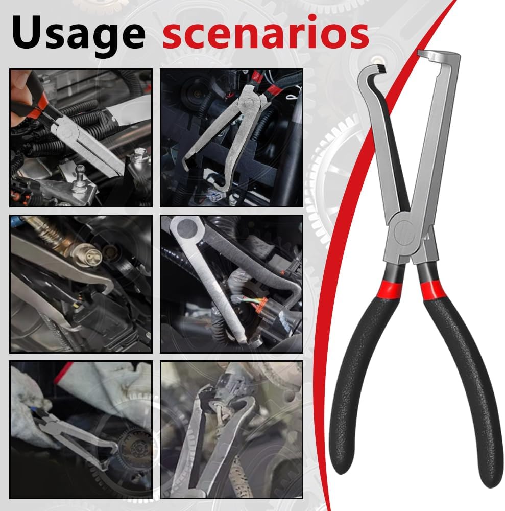 2Pcs Electrical Disconnect Pliers, Automotive Tools Electrical Connector Pliers, Line Petrol Clip Pipe Plier, Hose Disconnect Tools for Push Tab Style Plugs (Straight Head+Bend) (A1)