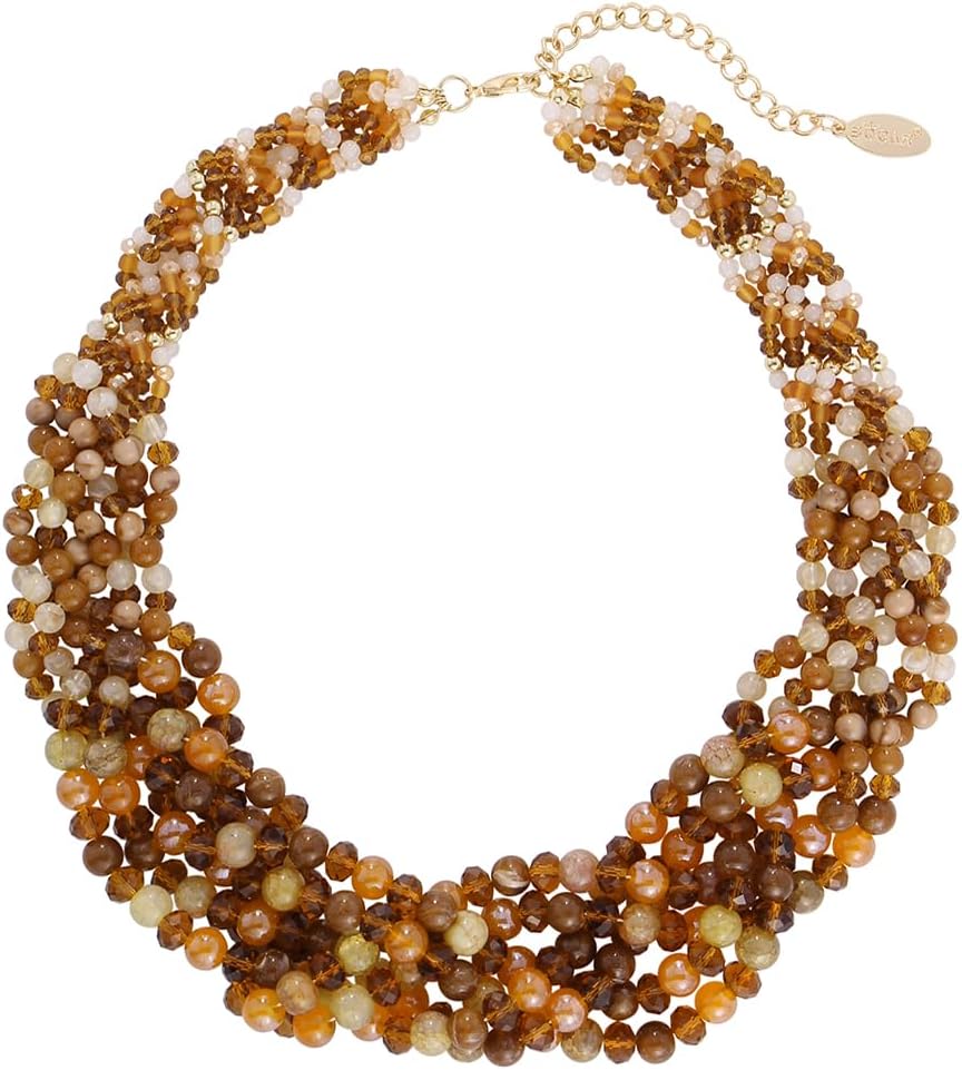 Bocar Necklaces for Women, Multi Layer Statement Collar Beaded Necklace for Women Gift (NK-10698)