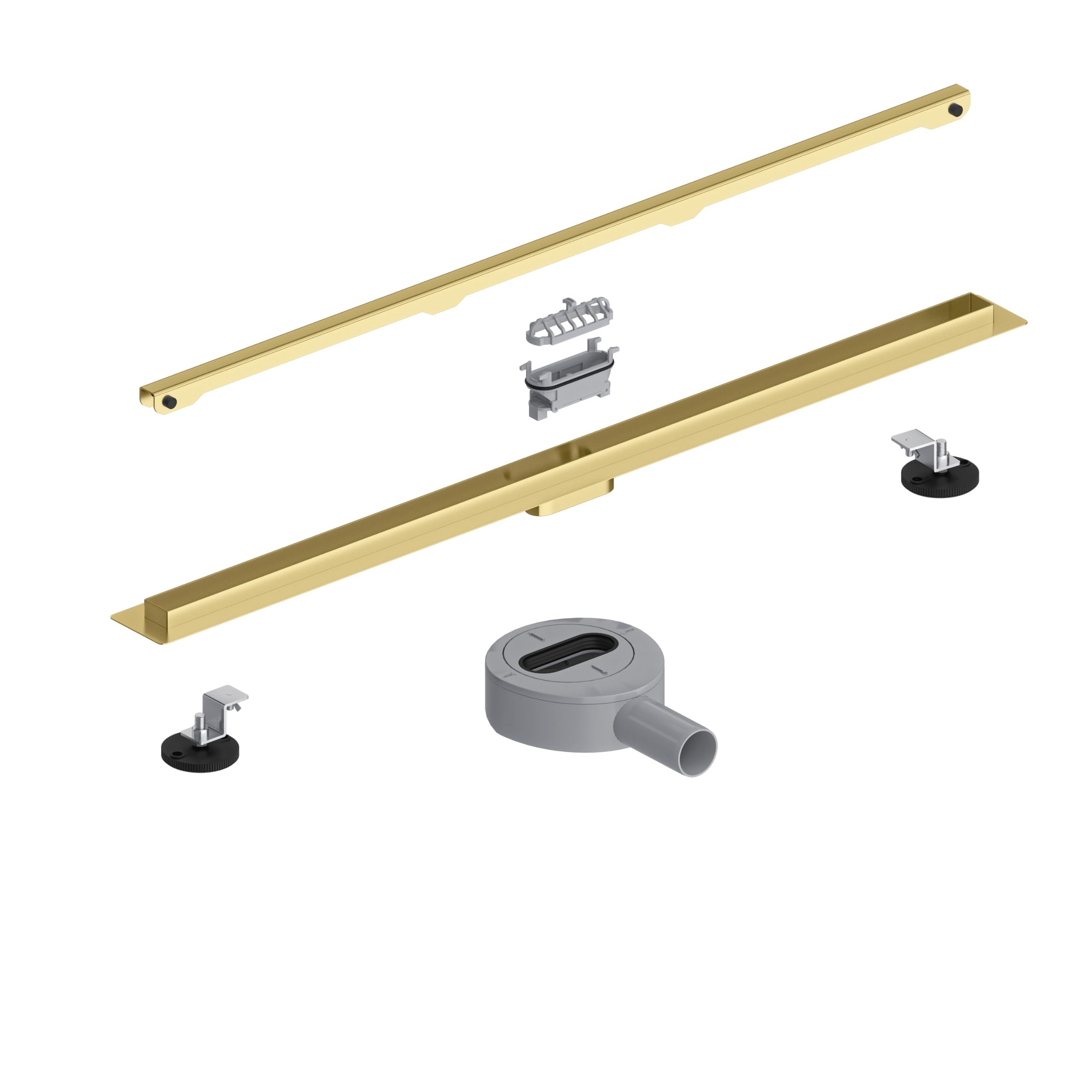 AQUAUNO - Canaleta de ducha de acero inoxidable (60 cm, extra estrecha, alta capacidad de drenaje (49 l/min), con sifón giratorio de 360°, superplano (57 mm), juego completo para duchas en el baño