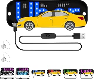 LED Light Sign for Car, Taxi Windshield Light Sign, USB Car Led Sign with Suction Cups Suitable for Most Vehicles