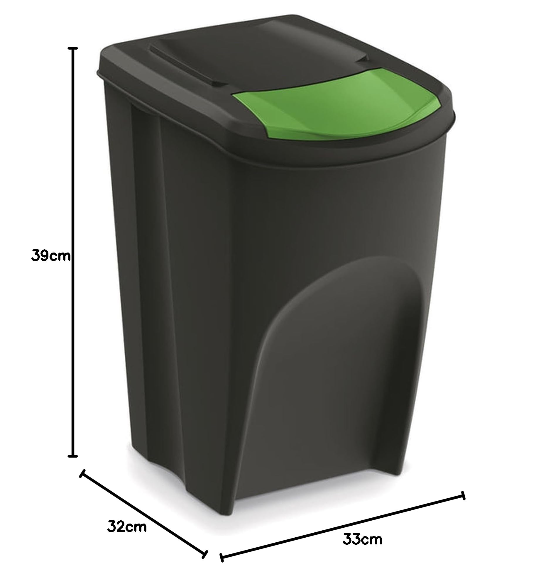 Zestaw 4 pojemników na śmieci KEDEN SORTIBOX 100% tworzywo sztuczne z recyklingu, czarny, 140 l