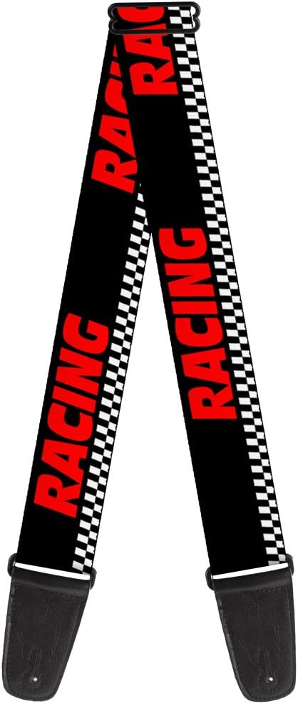 Buckle-Down Guitar Strap Racing Checker Black White Red 2 Inches Wide