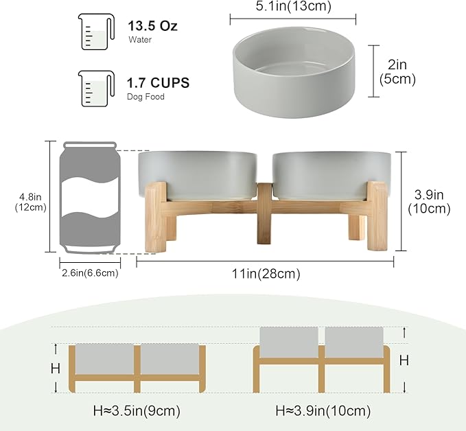Comedero Elevado para Perro Cerámica con Base de Bambú Antid miniatura 2