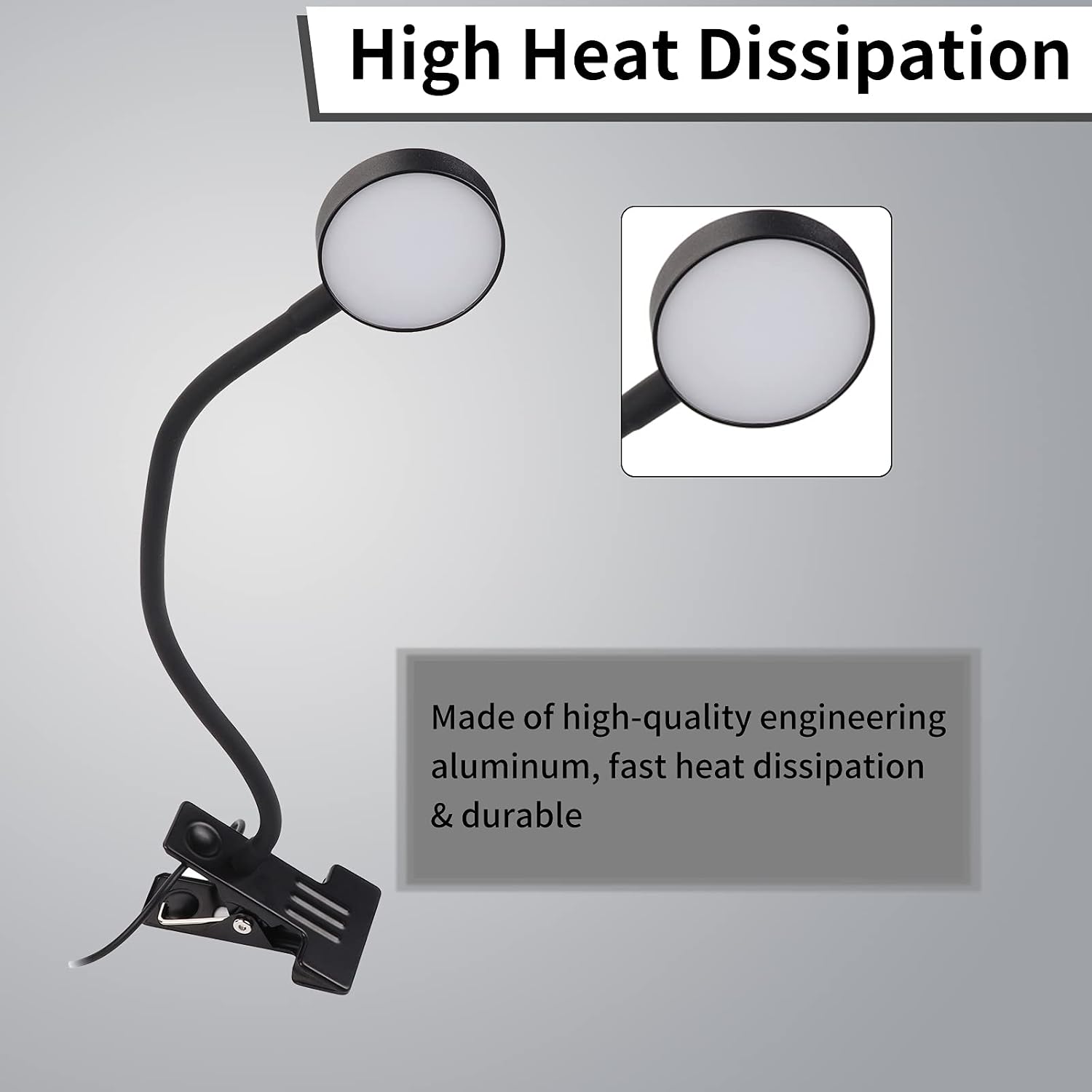 ZJchao USB LED Lamp with Bracket, 2 Light Colors Clip-on Table Lamp, Precision Work Clamp Lamp for Makeup Tattoo, Reading - Image 5