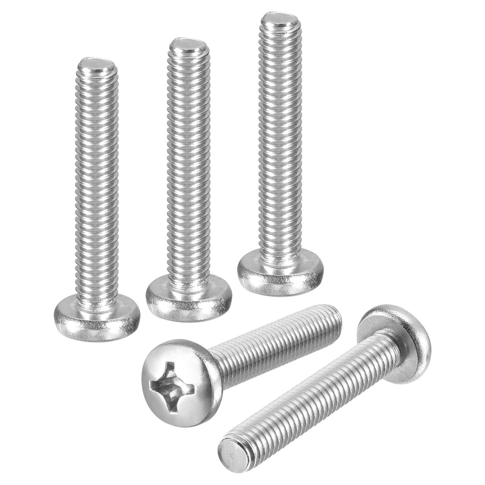DTGN M6-1x35 Pan Head Machine Screws - 30pcs - Good for Machinery - 304 Stainless Steel Phillips Machine Screws Bolts - Silver