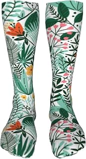 321 Fun Socks 50Cm Tropical Seamless Flower Patterned Socks Funny Dress Socks Multi Coloured Golf Socks For Child, Hiking, Aldult