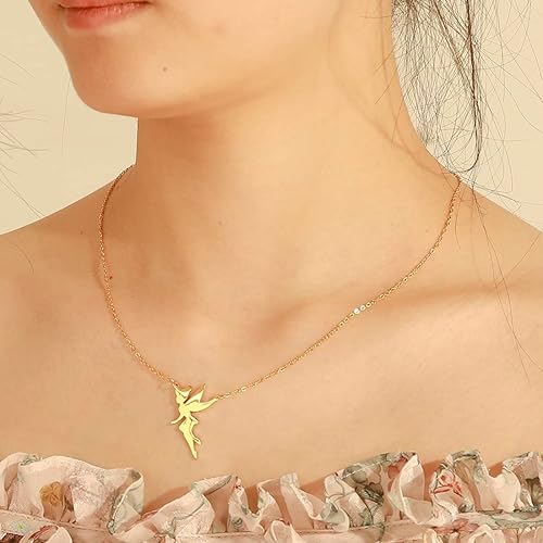 Miniatura 5 de EUEAVAN Collar con colgante de campanilla de ángel Pixie de hadas de princesa Wendy exquisita bailarina mágica, gargantilla de ballet, joyería de