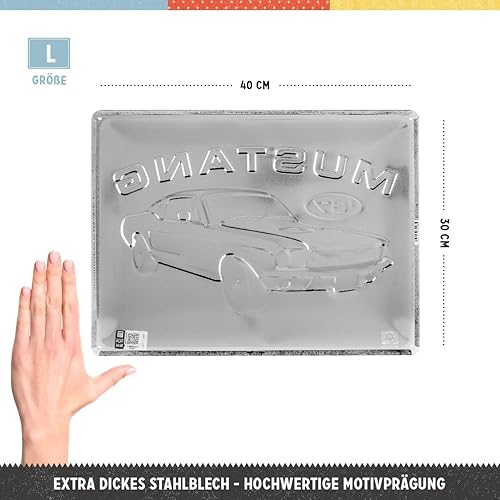 Miniatura 2 de Nostalgic-Art Letrero de lata retro, Ford Mustang – GT 1967 rojo – Idea de regalo para los fanáticos de los accesorios de automóvil, placa de metal,