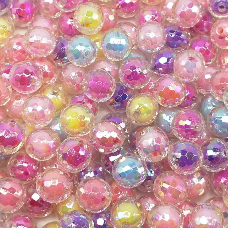 16mm Acrylic Beads 100pcs AB Pink Color Focal Bead Beadable Chunk Bubblegum Beads for DIY Crafting Necklace Bracelet Jewelry Making Keychain (Rose Pink) - Image 4