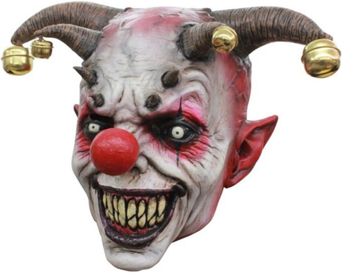 GnG's Jingle Jangle Psycho Evil Jester Clown Latex Adult Halloween Costume Clown face Head Mask