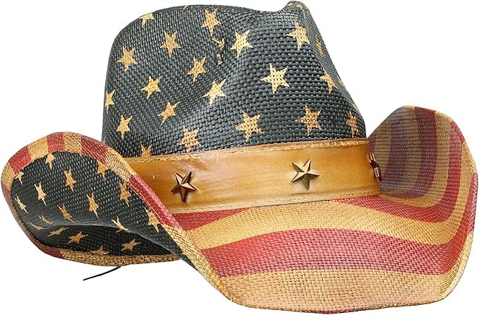 Image of Peter Grimm Straw Round Up Cowboy Hat - Stylish and Versatile Straw Hat for Men and Women - One Size