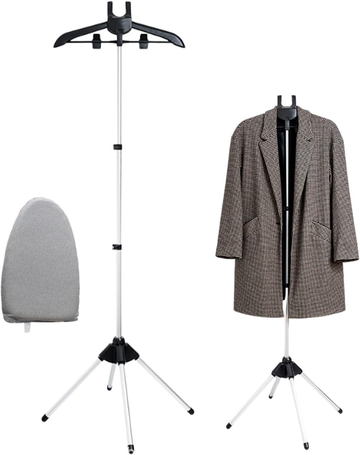 Steamer Stand for Clothes - Foldable Handheld Garment Steamer Rack with Ironing Glove Fabric Care Tool Adjustable Frame for Wedding Dresses Jackets Pants Suits Gowns T-Shirts Daily Wardrobe