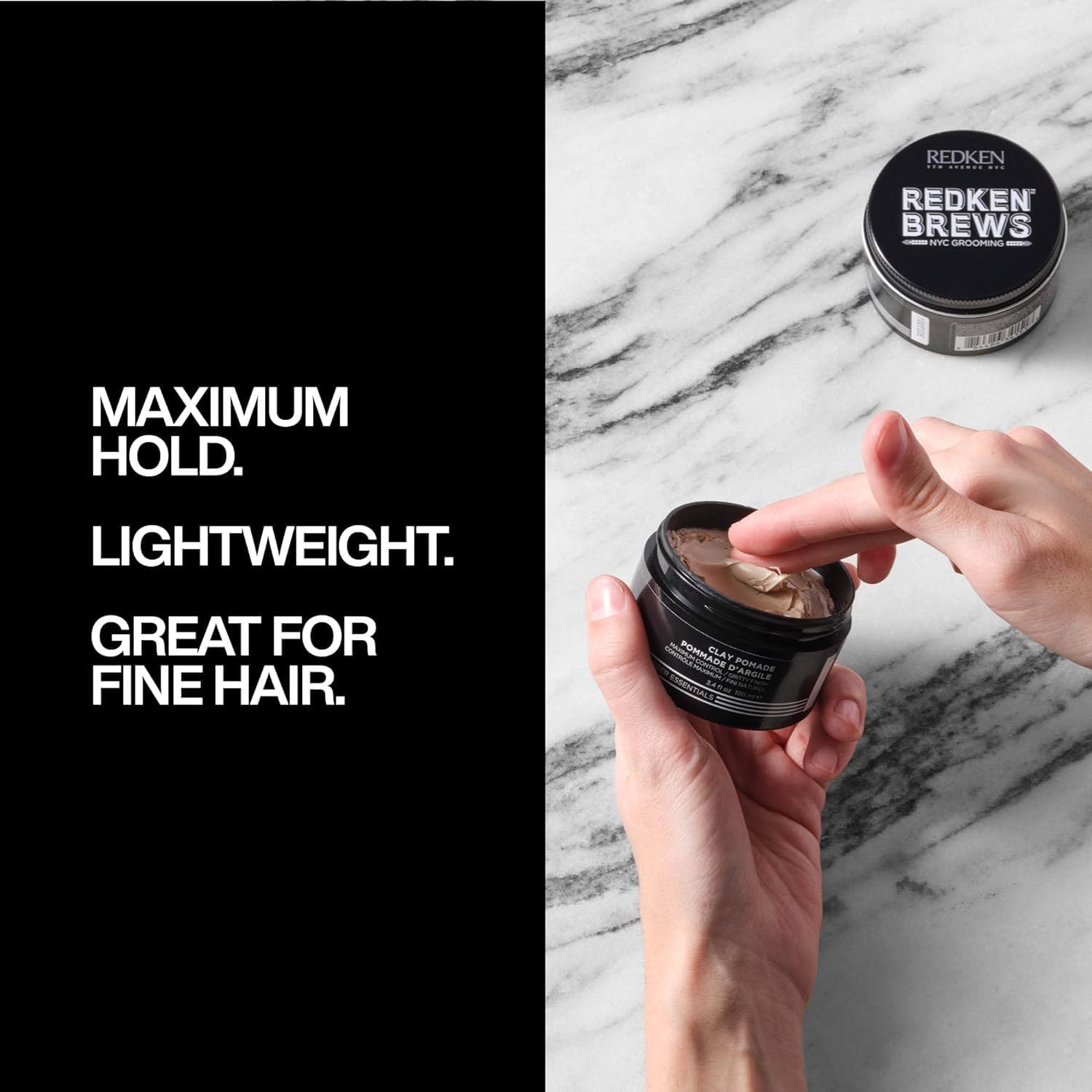 Redken Brews Clay Pomade For Men - Volumizes Fine And Medium Hair With Long-Lasting High Hold and Matte Finish - Image 2