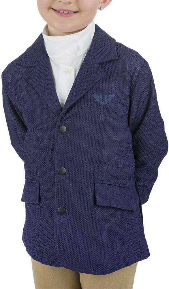 TuffRider Children's EquiVent Lite Show Coat – Lightweight Mesh, Snap Closure, Princess Stitching, Traditional Show Look