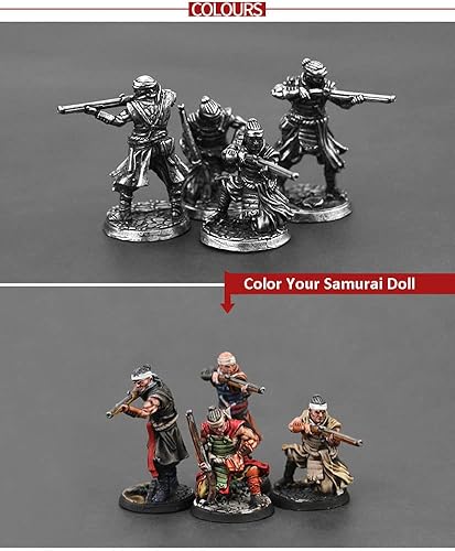 Miniatura 4 de Modelo samurái de aleación, juguete antiguo modelo de mini guerrero, juegos de mesa de estilo japonés y decoración de ajedrez, manual militar,