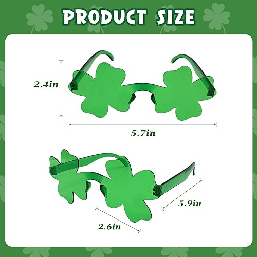 Miniatura 2 de ZAKVOOR Paquete de 12 lentes de sol para el día de San Patricio, lentes de sol de trébol verde para suministros de fiesta, decoraciones de accesorios