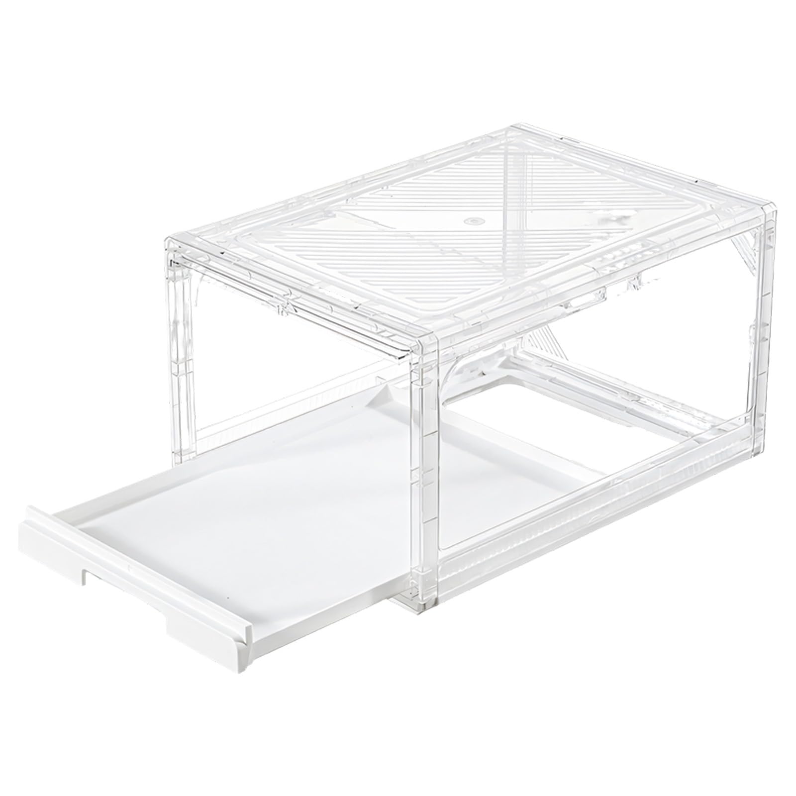 JSGHGDF Keeper Box Crystal PET Storage Featuring Sliding Tray Holds 12 Hats Stackable Design 37x27x21cm Sliding Tray Planner