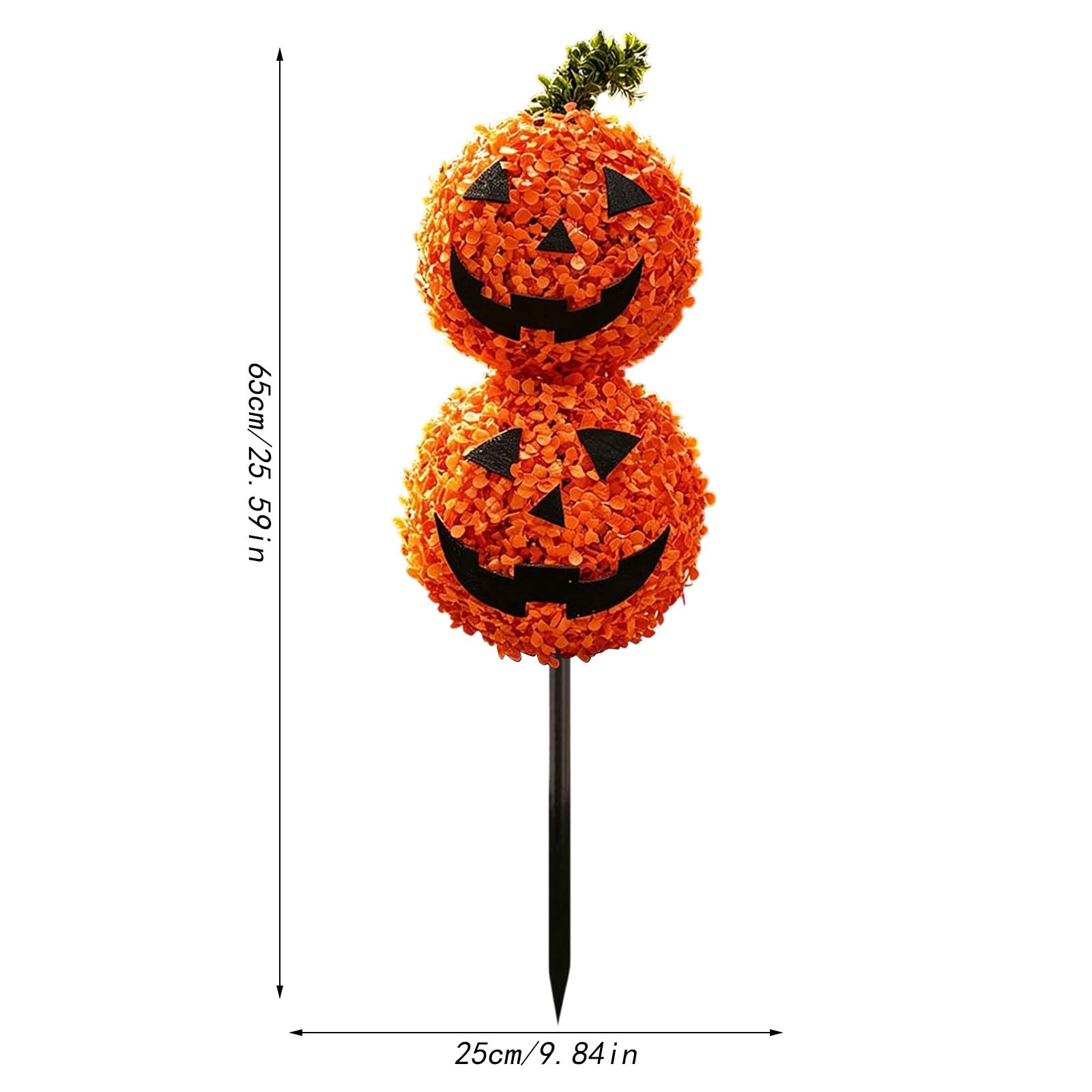 Kürbis gartenstecker Halloween mit fröhlichem Jack o Lantern Gesicht，65cm