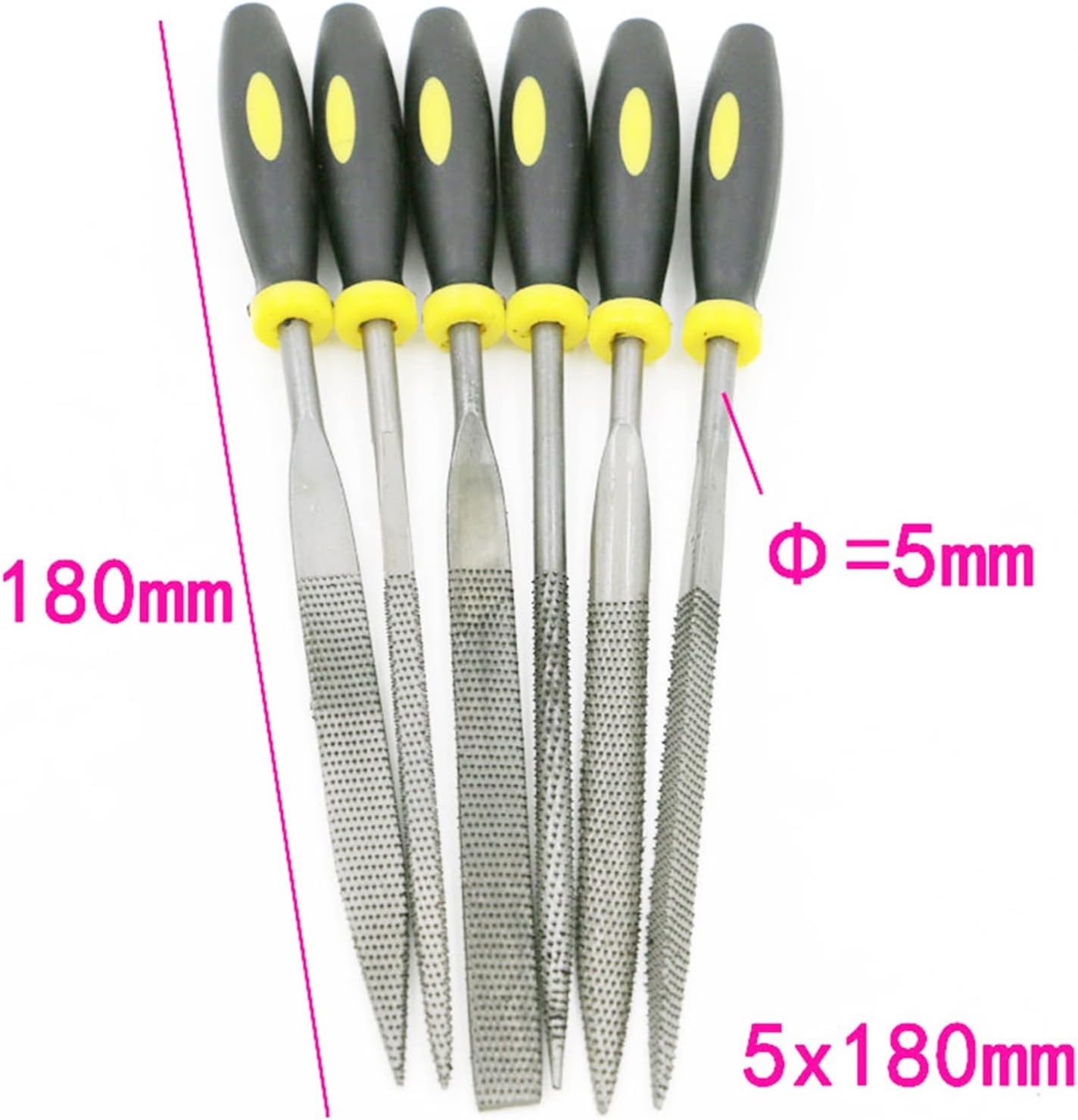 5x180mm 6pcs In 1 Needle File Set Square/round File/half Round/triangle File/abreast End