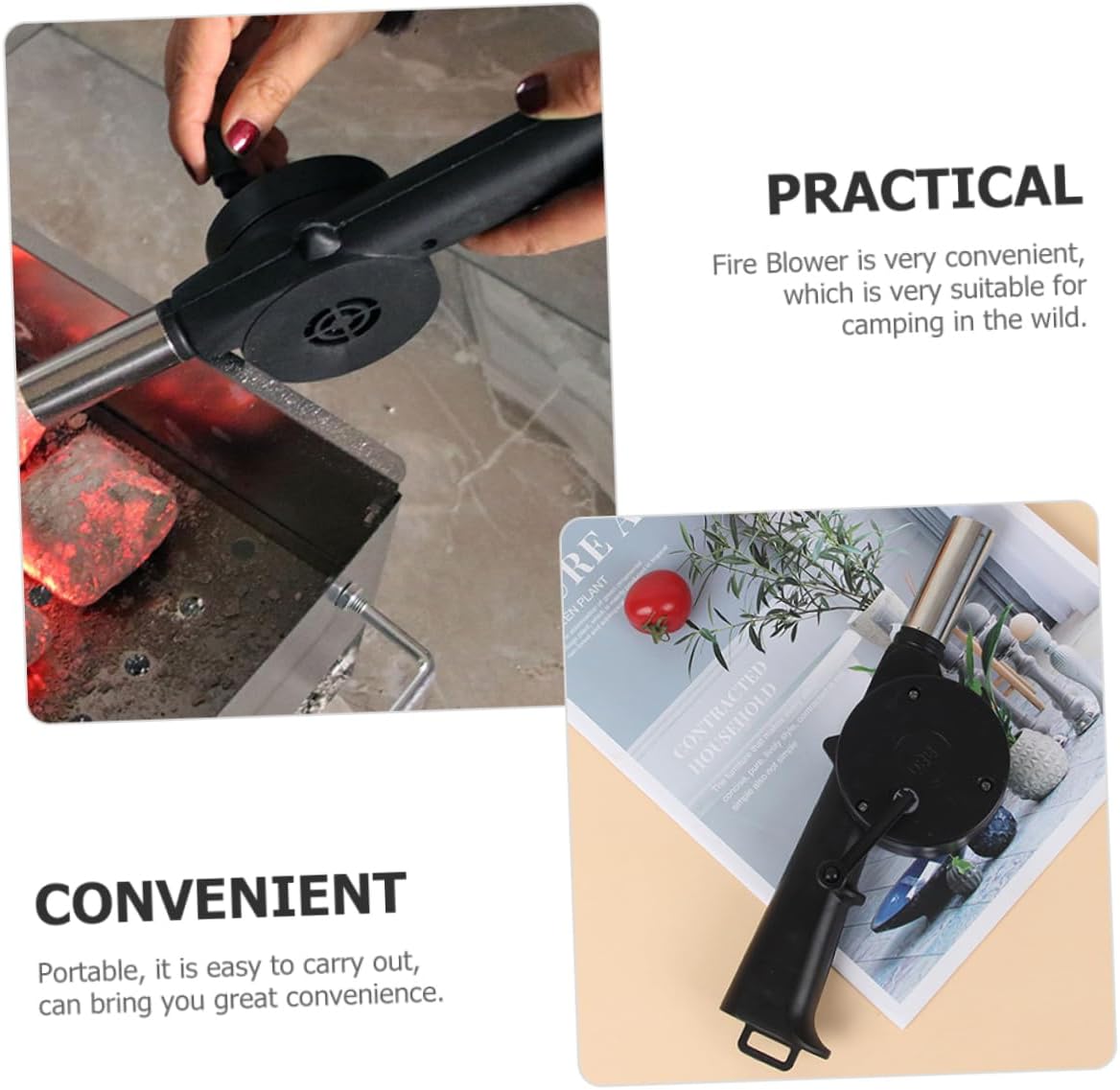 Manual Hand Crank Fire Blower for Bbq Outdoor Use 3pcs