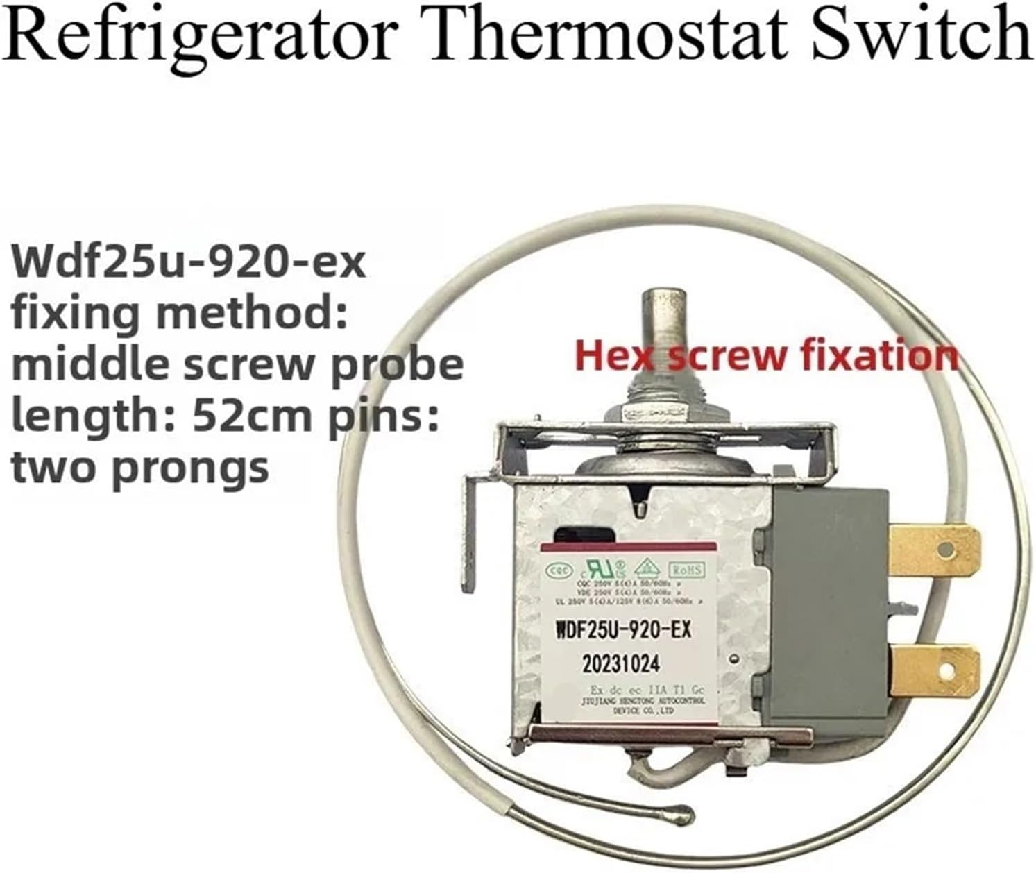 Suitable for Refrigerator Thermostat Switch WDF25U-920-EX 1070 Two-Pin Mechanical Temperature Control Accessory