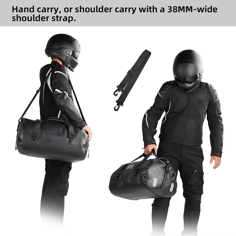 Bolsa Trasera Moto Bolsa para Motocicleta De 45 L Impermeable De PVC para Sillín Trasero Duradera Seca para Exteriores Bolso Moto
