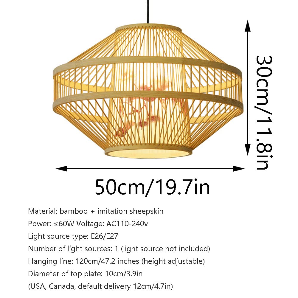 Drewniane Wiszące Światła Lampy Sufitowe Wiszące 50 Cm Bambusowy Wisiorek Lampa Wisząca Przemysłowe 1 Pakiet Do Salonu Wyświetlacz Sztuczny Zwój Z Nadrukiem