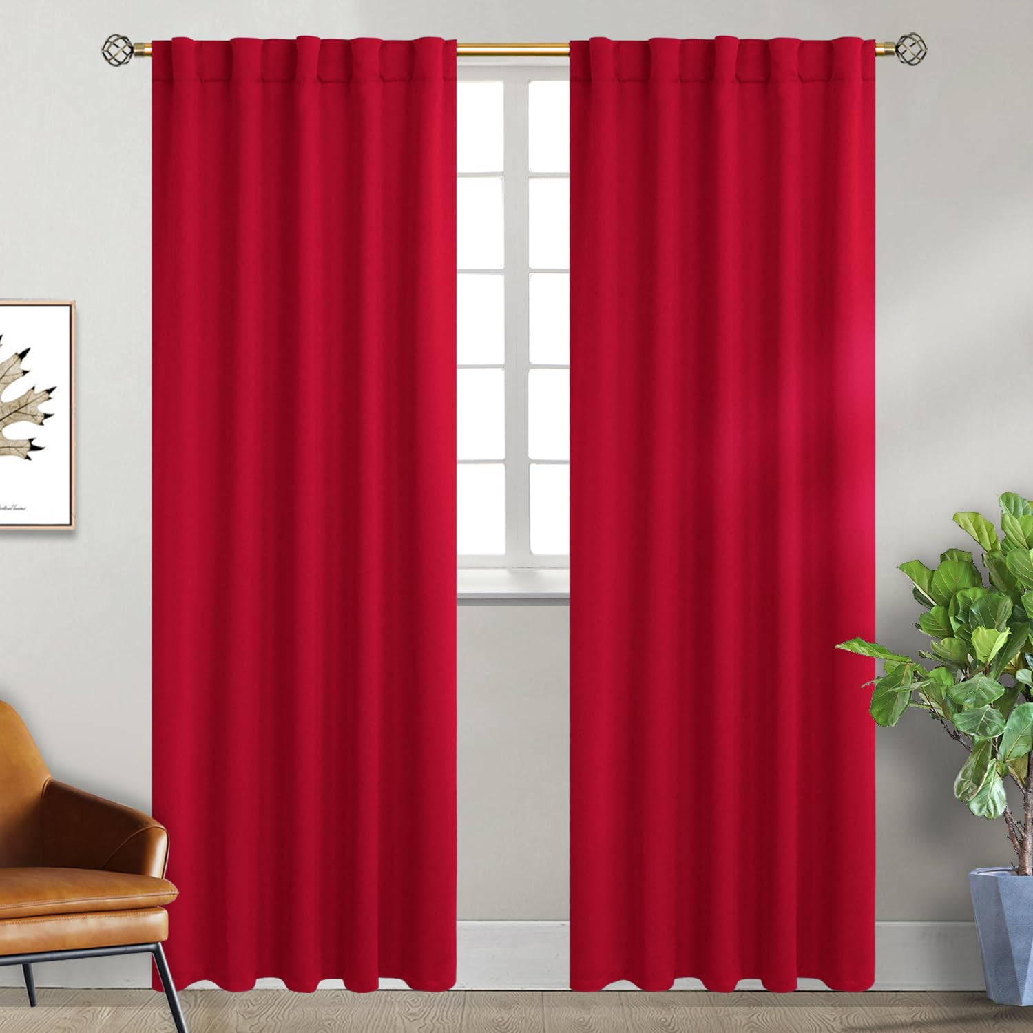 BGment Blackout Curtains for Bedroom - 84 Inch Rod Pocket and Back Tab Thermal Insulated Room Darkening Black Out Curtains for Living Room, 2 Curtain Panels (42 x 84 Inch, Red) โ image 1