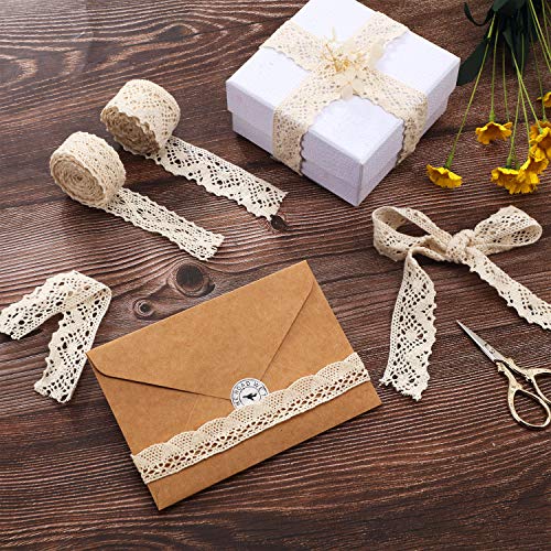 image for Tatuo 40 Yards Cotton Lace Trim Vintage Ribbon Crochet Cotton Lace Sca