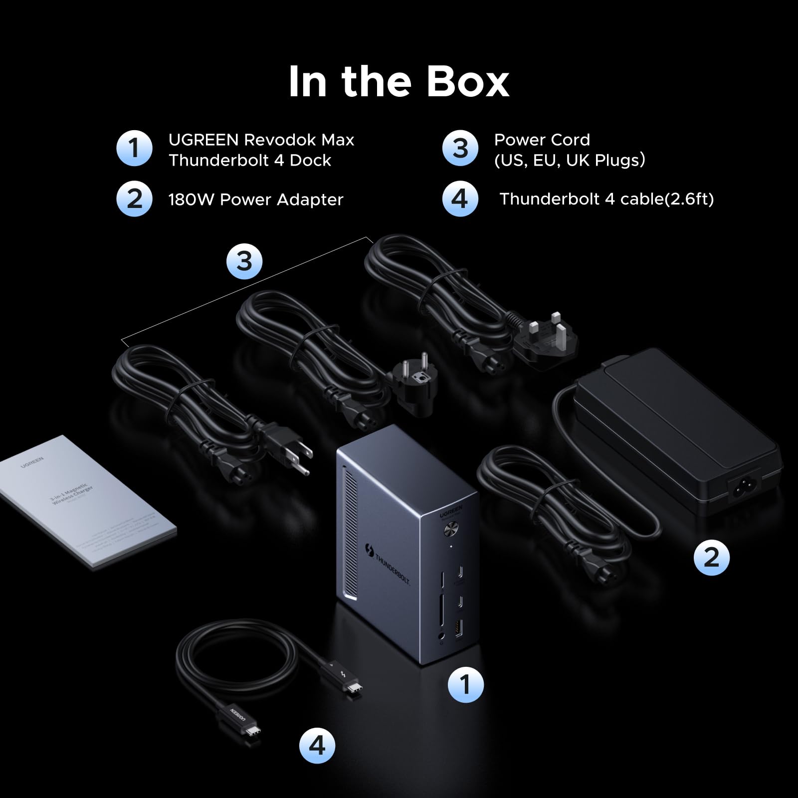 UGREEN Thunderbolt 4 Dock 40Gbps, 96W Aufladen, für TBT4-Laptops | Revodok Max 13-in-1 TBT4 Single 8K, Dual 4K@60Hz, 20W USB-C Aufladen für Handy