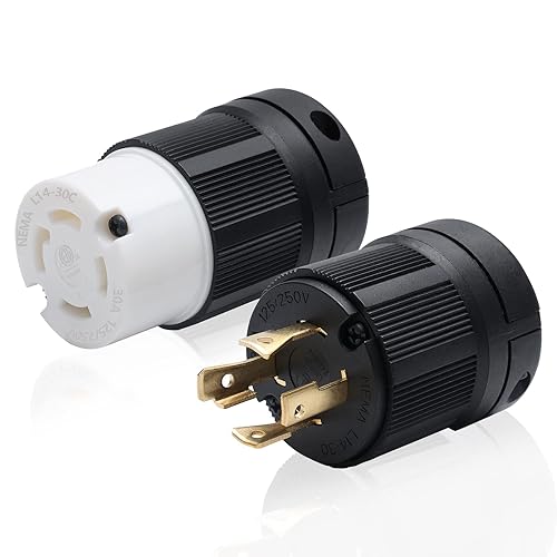 STARELO 30 amperios, enchufe de bloqueoconector para grupo electrógeno, NEMA L14-30P y L14-30C, 125250V 3 polos 4 cables de conexión a tierra de