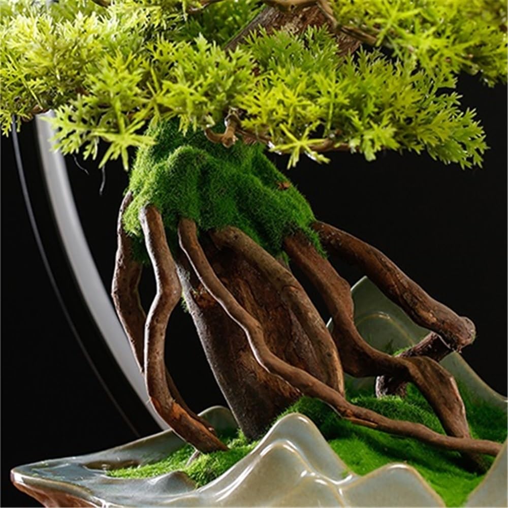 Artificielle Bonsaï Lampe Circulaire créative, Simulation de cyprès, Plantation, Paysage, décoration, Salon, Bureau, entrée, Cadeau d'ouverture Plante Artificielles