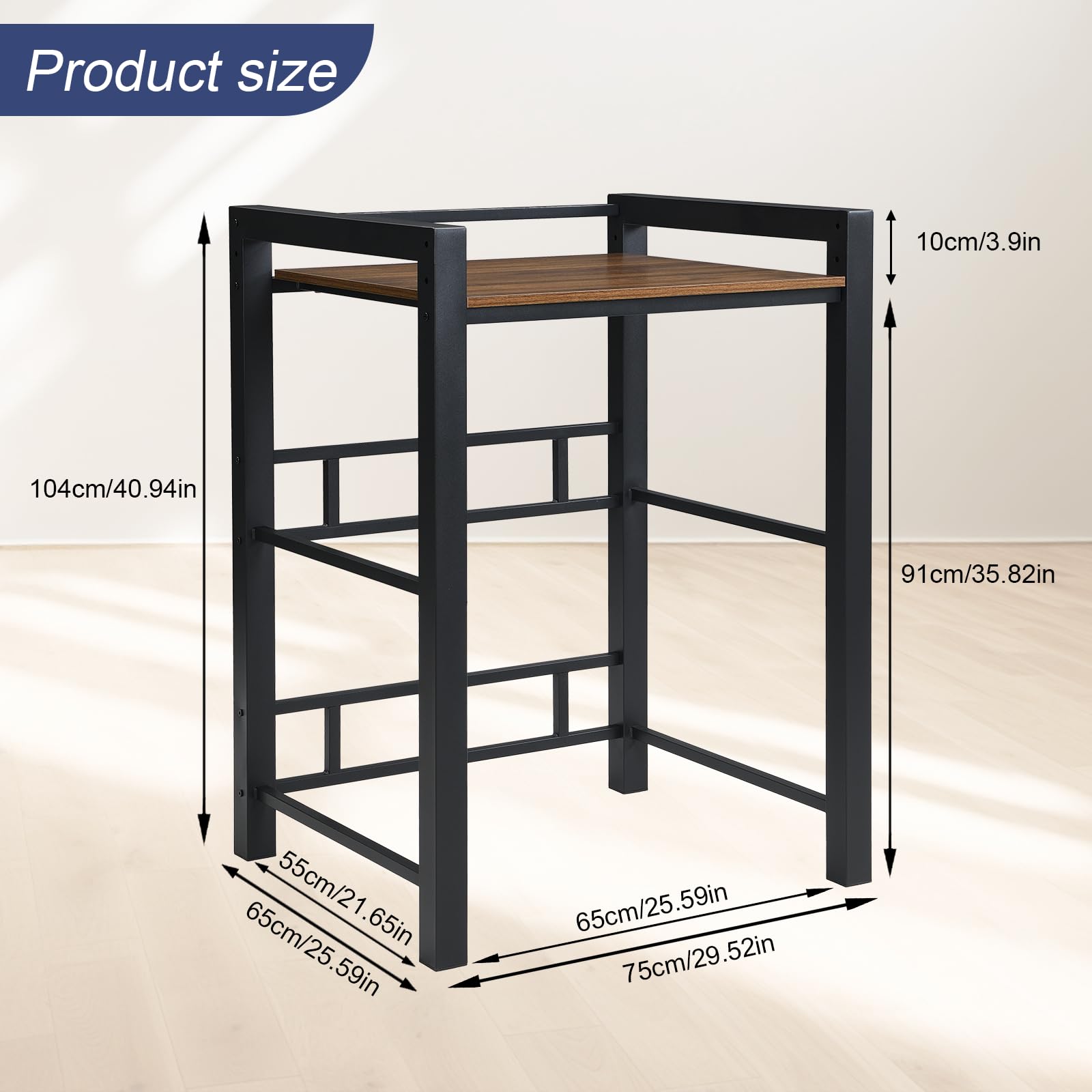 Meuble Machine à Laver, Hauteur sur 3 Positions, Etagere Machine a Laver et Seche Linge, Charge de 350kg, pour Buanderie Salon Salle De Bain, 75 x 65 x 104 cm (Noir)