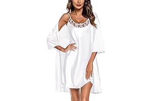 Women's Satin Robe and Lace Cami Nightgown Set: The Perfect Bridal Nightgown...