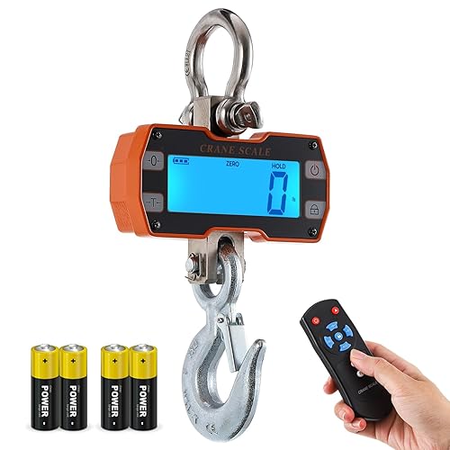 Miniatura 8 de CGOLDENWALL Báscula Digital de Grúa 2200lb Báscula Colgante con Pantalla Conmutable kg/lb - ideal para Granjas, Caza y Ganado