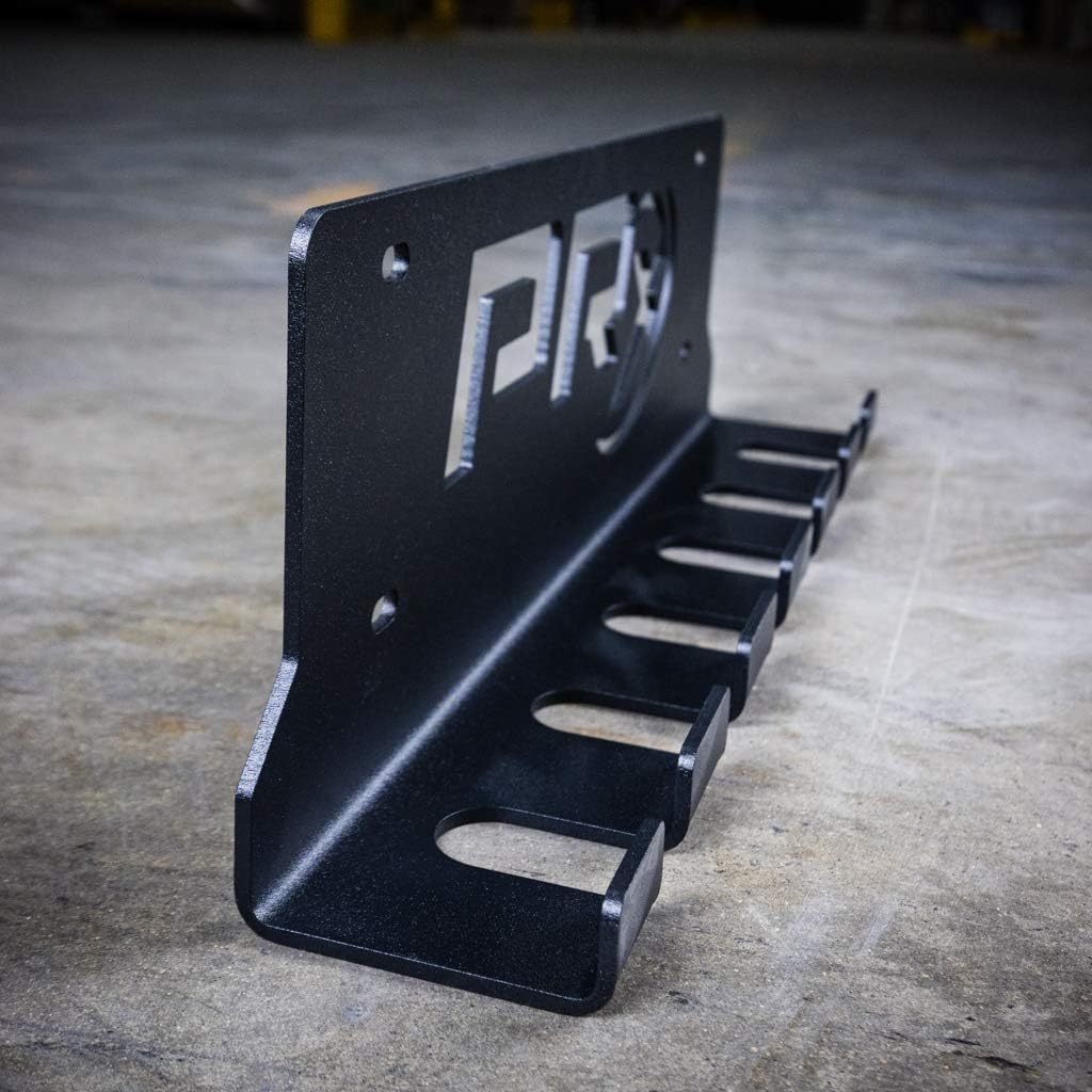 PRx Performance Six Barbell Storage Rack, Heavy Duty Olympic Gym Vertical 6 Bar Holder, Hanging Wall Mounted, USA Made Steel, Powder Coated Black (Hanging 6 Bar)