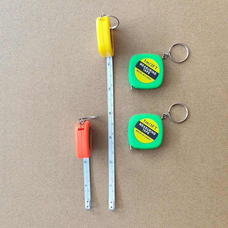 3PCS Keychain Tape Measure 1m/3.3ft Stainless Steel Blade, Compact Portable Ruler, Dual-Color Key Fob Set for DIY Crafts Travel, Mix
