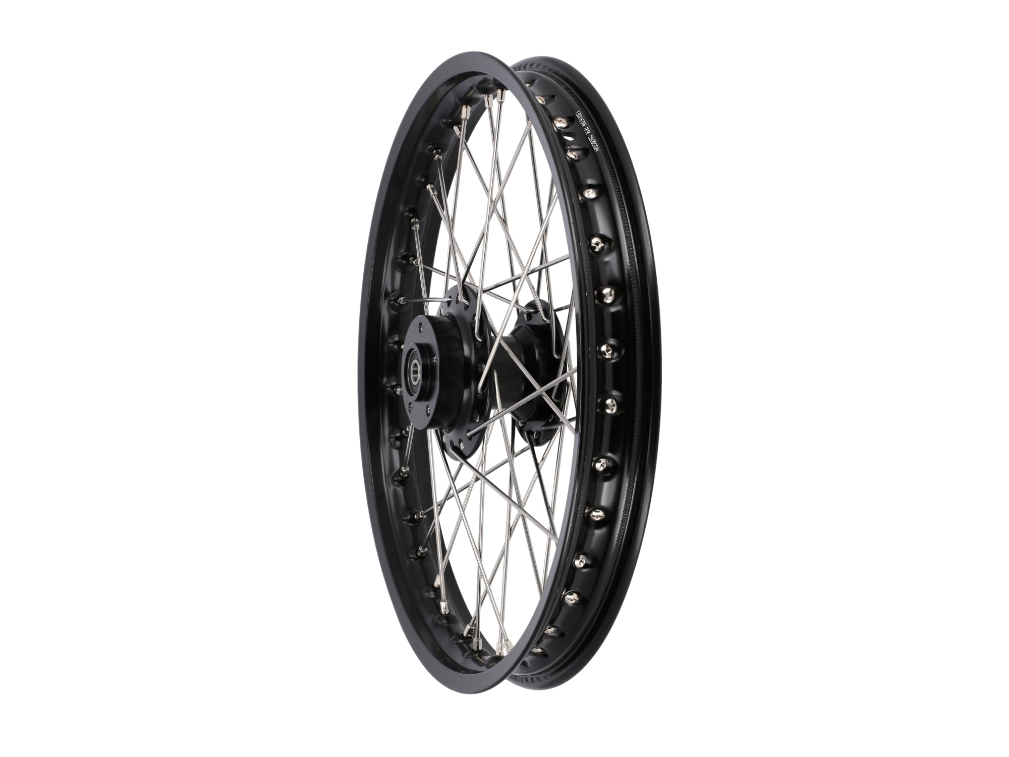 Speichenrad 1,5 x 16" für Scheibenbremse, Nabe + Alufelge Schwarz eloxiert