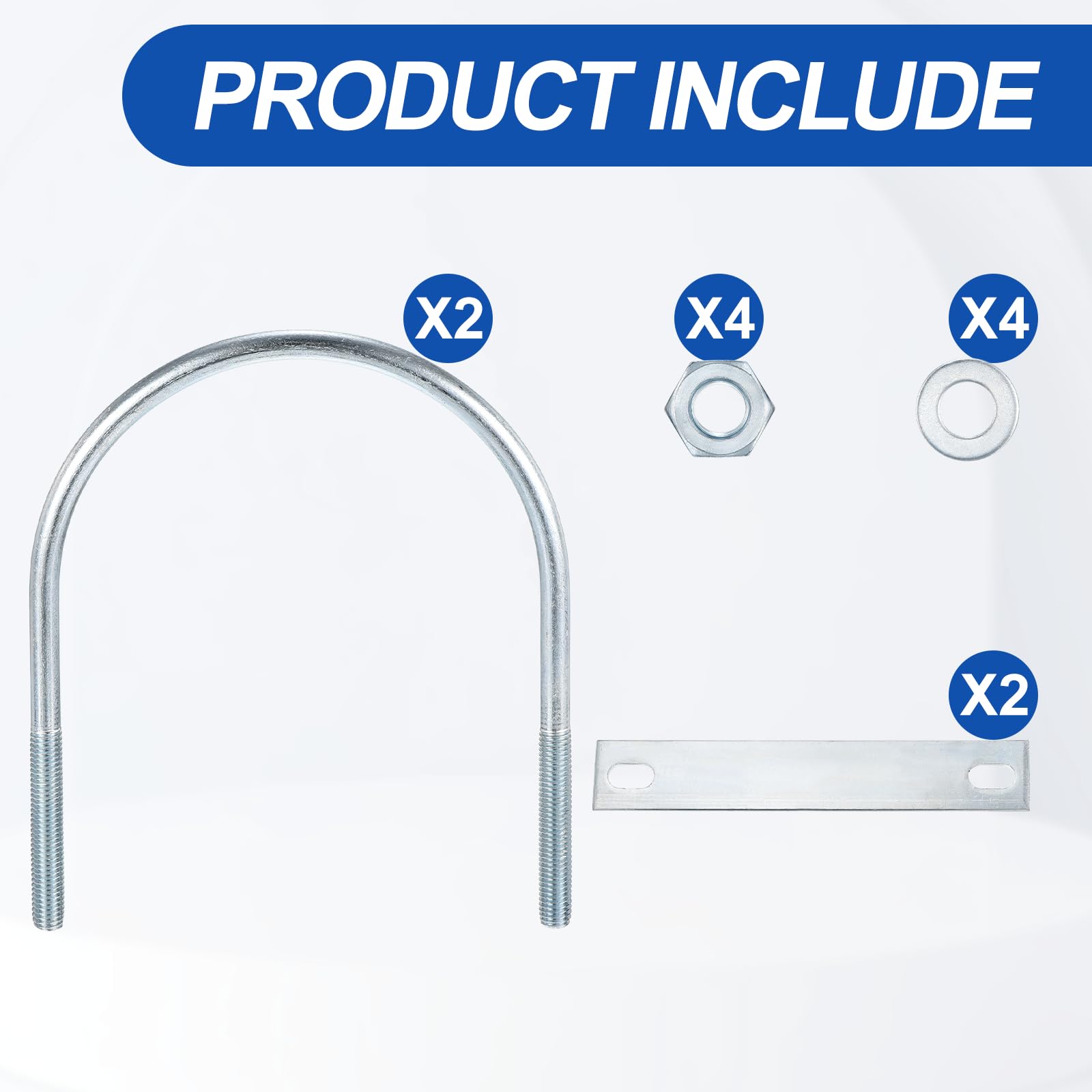 METALLIXITY U Bolts 2 Sets (5/16"(M8) x4.25"x5.7"), Round U Bolt Kits Carbon Steel with Accessories, for Construction Pipe - Image 3