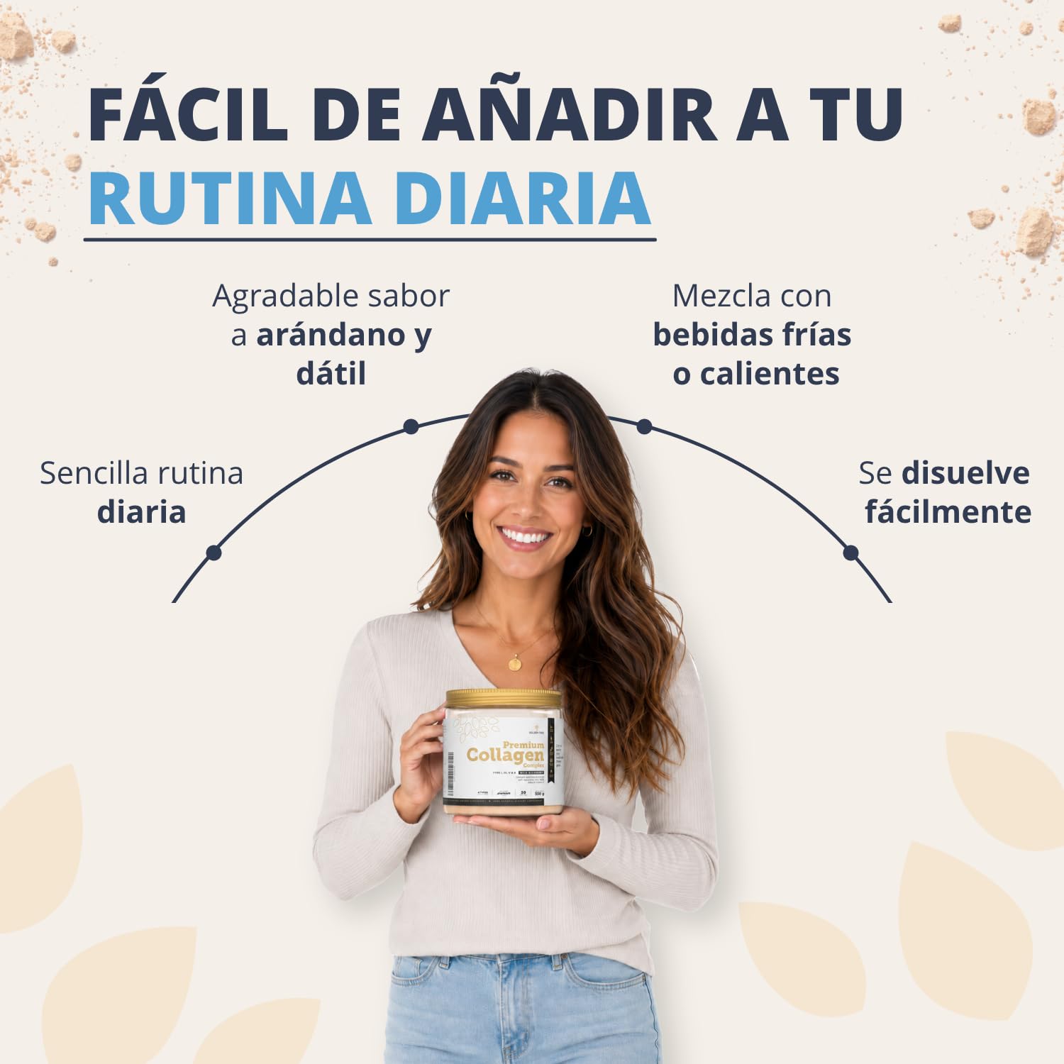 Golden Tree Premium Collagen Complex, 330 g, 30 Porciones | Colágeno en Polvo con MSM, Ácido Hialurónico, Vitamina C, Silicio, Péptidos de Colágeno, Tipos I III V X